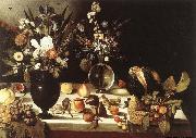 unknow artist A Table Laden with Flowers and Fruit painting